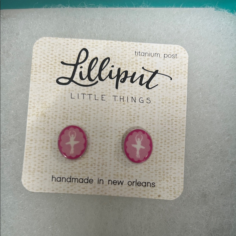 Lilliput Pink Ballerina Sensitive Earrings with Titanium Posts